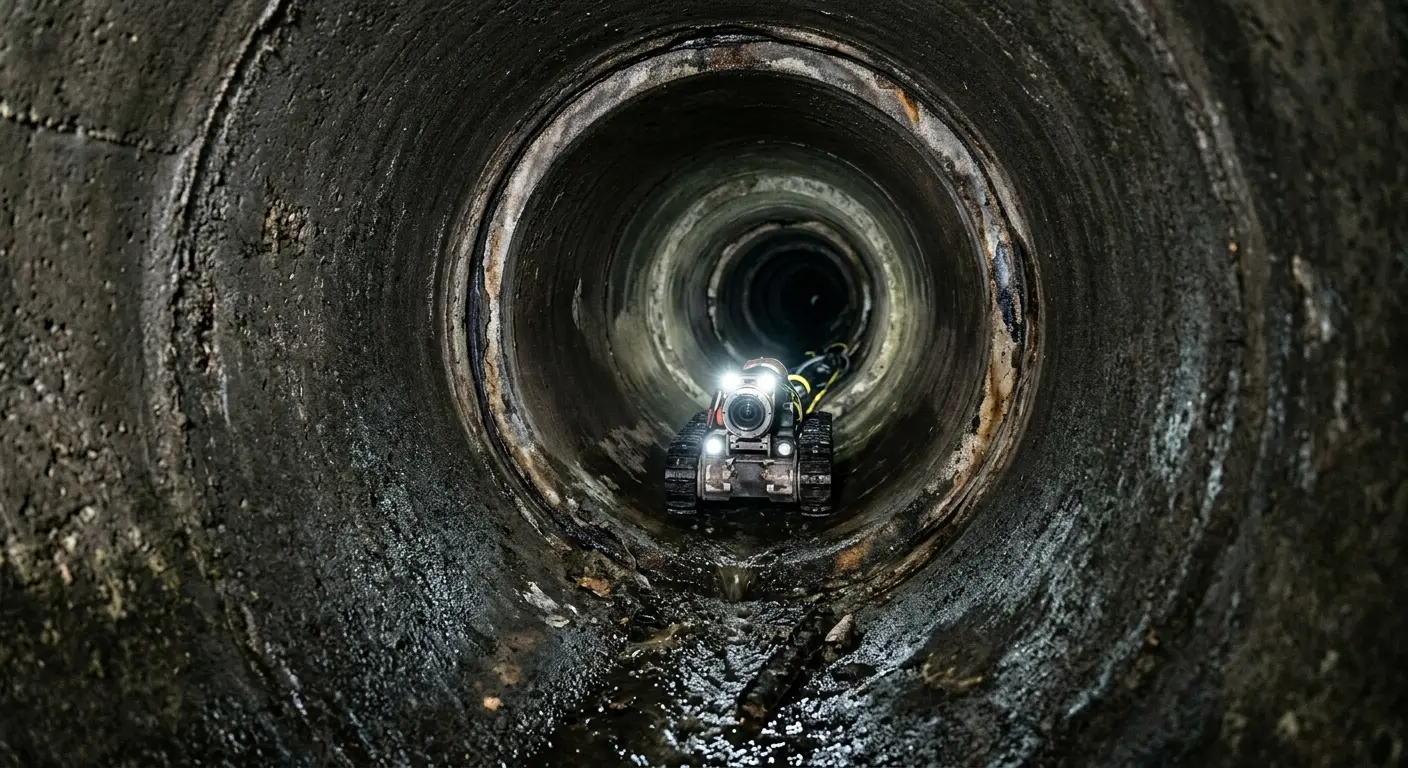 Robotic sewer camera inspecting pipe interior for Sewer Line Repair in Tecumseh